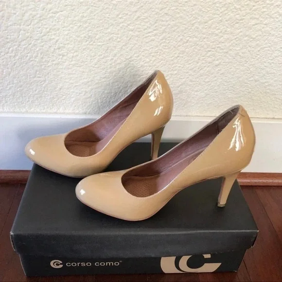 Corso Como Nude Patent Leather Almond Toe Pumps Size 7 M - Picture 3 of 10